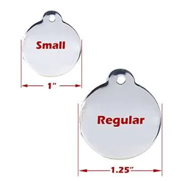 Personalized Dog Tag with 5 Lines of Custom Deep Engraved Durable Stainless Steel Pet ID Name Tag Designer Regular Size Round