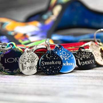 Personalized Dog Tag with 5 Lines of Custom Deep Engraved Durable Stainless Steel Pet ID Name Tag Designer Regular Size Round