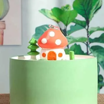 Ceramic Cat Water Fountain, Pet Ceramic Water Fountain, Drinking Fountain Bowl for Cats Kittens and Small Dogs, Dishwasher Safe (Mushroom 1, L)