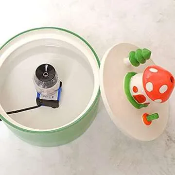 Ceramic Cat Water Fountain, Pet Ceramic Water Fountain, Drinking Fountain Bowl for Cats Kittens and Small Dogs, Dishwasher Safe (Mushroom 1, L)