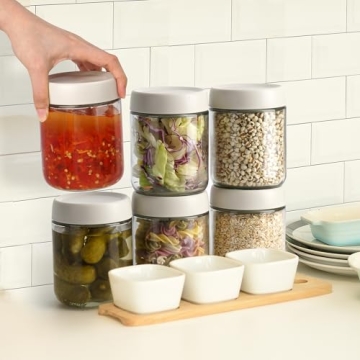 EONJOE 16oz Glass Jars for Airtight Food Storage