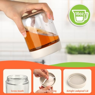 EONJOE 16oz Glass Jars for Airtight Food Storage