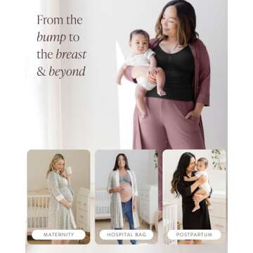 Kindred Bravely Emmaline Maternity & Nursing Robe for Hospital Bag, Labor & Delivery (Twilight, 1X/2X)