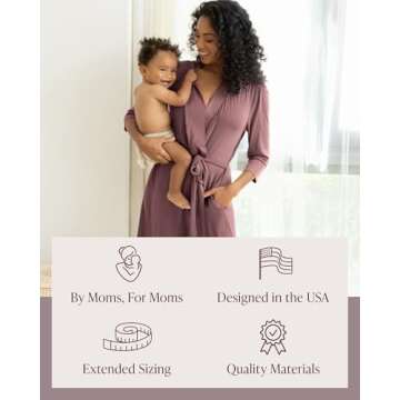 Kindred Bravely Emmaline Maternity & Nursing Robe for Hospital Bag, Labor & Delivery (Twilight, 1X/2X)