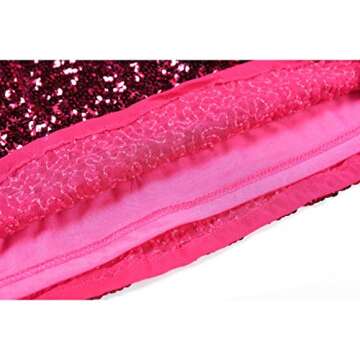 MANER Women's Sequin Glitter Short Sleeve Dress Sexy V Neck Mini Party Club Bodycon Gowns(L,Bright Pink/Rose Red/Red)