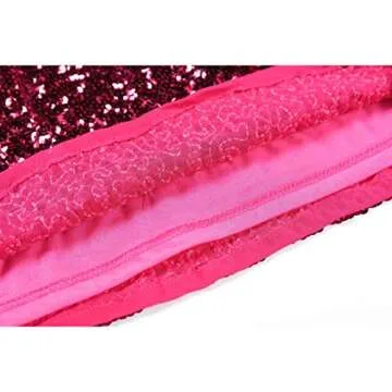 MANER Women's Sequin Glitter Short Sleeve Dress Sexy V Neck Mini Party Club Bodycon Gowns(L,Bright Pink/Rose Red/Red)