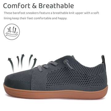 WateLves Toddler Little Kids Wide Barefoot Shoes - Breathable, Lightweight Minimalist Sneakers