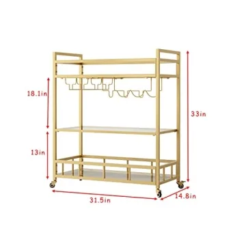 Elegant LORMITER Gold Bar Cart for Stylish Entertaining