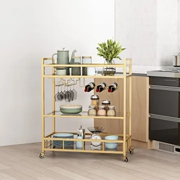 Elegant LORMITER Gold Bar Cart for Stylish Entertaining