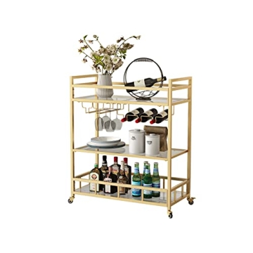 Elegant LORMITER Gold Bar Cart for Stylish Entertaining