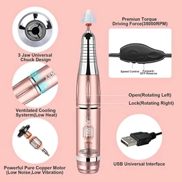 JUEMEL Electric Nail Drill Kit 35000RPM for Nails
