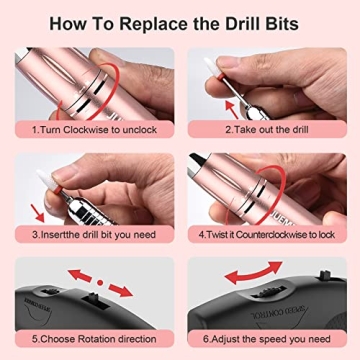 JUEMEL Electric Nail Drill Kit 35000RPM for Nails