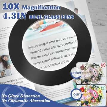 10X Magnifying Glass with Light and Stand, 3-in-1 Magnifying Floor Lamp Adjustable Swing Arm Steples...