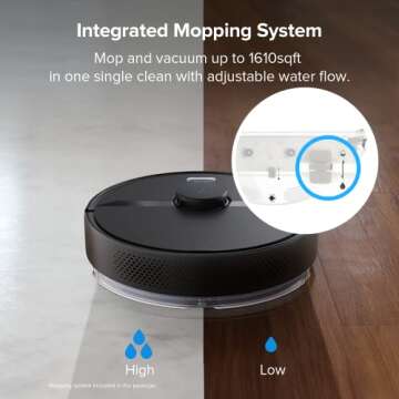 roborock S6 Pure Robot Vacuum and Mop, Multi-Floor Mapping, Lidar Navigation, No-go Zones, Selective Room Cleaning, 2000Pa Suction, Wi-Fi Connected, Alexa Voice Control