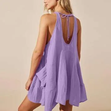 Shiyifa Women's Sleeveless Mini Dress with Pockets