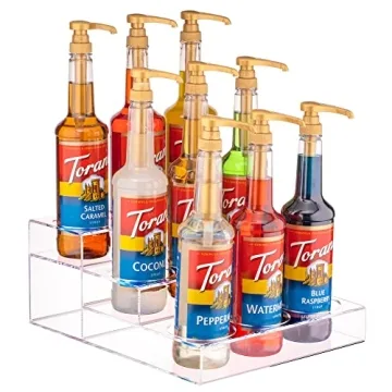 Acrylic Coffee Syrup Organizer Rack | 9 Bottles, 3 Tier Rack | Bar Counter-Top Display Stand | Syrup...