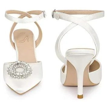 Perphy Rhinestone Ankle Strap Stiletto Heel Pumps for Women