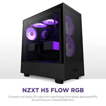 NZXT H5 Flow RGB ATX Gaming Case with Tempered Glass