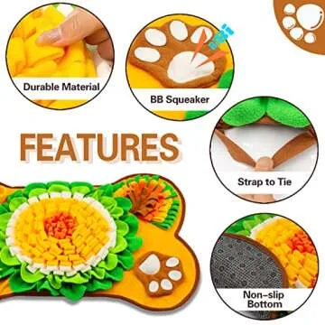 Snuffle Mat for Dogs, Pet Snuffle Mat for Small and Medium Dogs, Interactive Sniff Mat Feeding Mat for Puppies, Slow Feeder Dog Treat Mat for Training and Stress Relief (Bone Shape) (Orange, One Size)