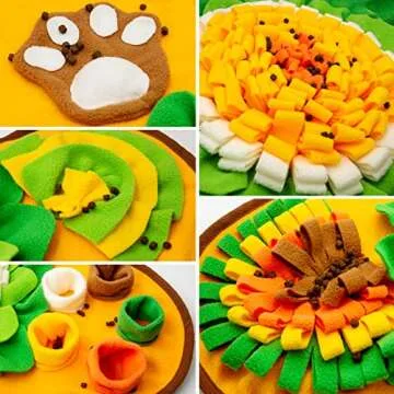 Snuffle Mat for Dogs, Pet Snuffle Mat for Small and Medium Dogs, Interactive Sniff Mat Feeding Mat for Puppies, Slow Feeder Dog Treat Mat for Training and Stress Relief (Bone Shape) (Orange, One Size)