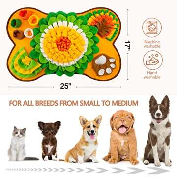 Snuffle Mat for Dogs, Pet Snuffle Mat for Small and Medium Dogs, Interactive Sniff Mat Feeding Mat for Puppies, Slow Feeder Dog Treat Mat for Training and Stress Relief (Bone Shape) (Orange, One Size)