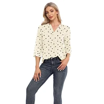 Boho Floral V Neck Tops for Women - VIISHOW XL