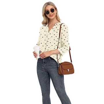 Boho Floral V Neck Tops for Women - VIISHOW XL