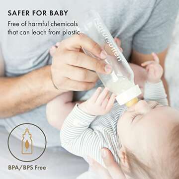 Natursutten Anti-Colic Glass Baby Bottle 2-Pack - 8 oz, 4 oz Bottles for Breastfeeding Babies - Newb...