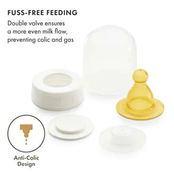 Natursutten Anti-Colic Glass Baby Bottle 2-Pack - 8 oz, 4 oz Bottles for Breastfeeding Babies - Newborn Bottles Set: Natural Rubber Slow-Flow Bottle Nipples, Seals, Valves, Baby Bottle Caps (8 Ounce)