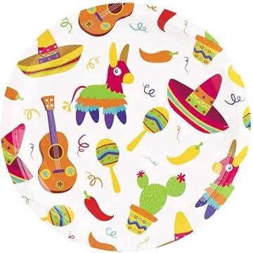 BLUE PANDA 144 Piece Let's Fiesta Dinnerware Set for Cinco de Mayo Party Supplies, Taco Tuesday Decorations (Serves 24)
