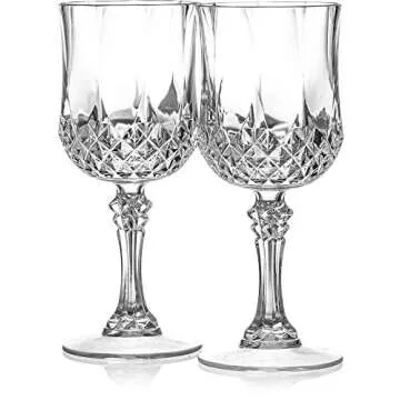 Laura Stein 4 Pack Disposable Crystal Style Wine Glasses with Stem