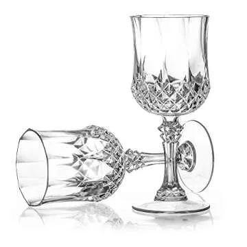 Laura Stein 4 Pack Disposable Crystal Style Wine Glasses with Stem