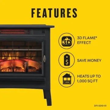 Duraflame Freestanding Electric Fireplace Heater, 1000 Sq Ft