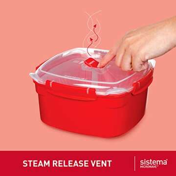 Sistema Microwave Steamer for Cooking Food and Vegetables with Steam Release Vent