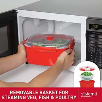 Sistema Microwave Steamer for Cooking Food and Vegetables with Steam Release Vent