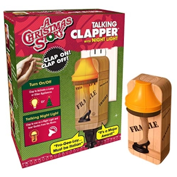 Clapper A Christmas Story Nightlight Leg Lamp, Says Movie Quotes, Wireless Sound Activated On/Off Li...