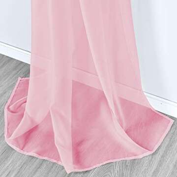 KEQIAOSUOCAI Baby Pink Sheer Window Scarf Valance Sheer Fabric for Draping Curtain Toppers for Wedding Party Girls Room Bed Canopy Scarves 52 Inches Wide by 216 Inches Long Baby Pink