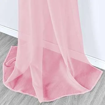 KEQIAOSUOCAI Baby Pink Sheer Window Scarf Valance Sheer Fabric for Draping Curtain Toppers for Weddi...