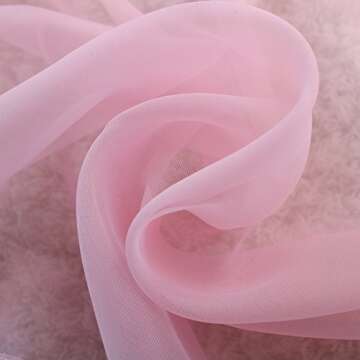 KEQIAOSUOCAI Baby Pink Sheer Window Scarf Valance Sheer Fabric for Draping Curtain Toppers for Wedding Party Girls Room Bed Canopy Scarves 52 Inches Wide by 216 Inches Long Baby Pink
