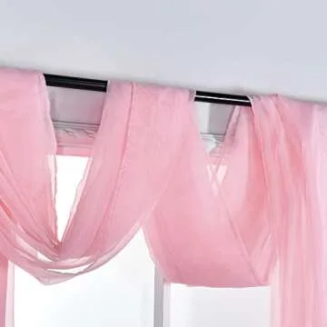 KEQIAOSUOCAI Baby Pink Sheer Window Scarf Valance Sheer Fabric for Draping Curtain Toppers for Wedding Party Girls Room Bed Canopy Scarves 52 Inches Wide by 216 Inches Long Baby Pink