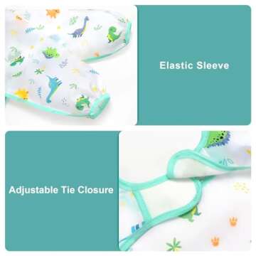 Accmor 4 Pack Long Sleeve Baby Bibs, Waterproof Sleeved Bib Smock for Baby Toddler 6-24 Months