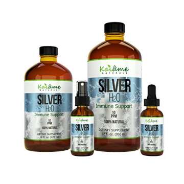 Kaiame Naturals Colloidal Silver, Ionic Silver Solution, 10 PPM, Large 16 oz Glass Bottle, Natural I...