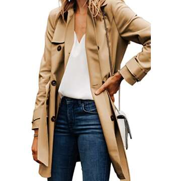 Danedvi Women Fashion Casual Elegant Lapel Solid Button Down Blazer Work Wear Office Long Type Windb...