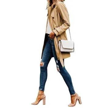 Danedvi Women Elegant Button Down Blazer Office Wear Khaki