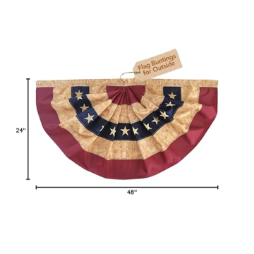 Tea Stained Patriotic Bunting 48" x 24" USA Banner
