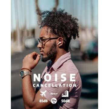 AIHOOR A4ANC Wireless Earbuds Hybrid Active Noise Cancelling with 6 Mics (ENC) Enhanced Calls, Deep Bass Bluetooth 5.1 with Wireless Charging, 30H Playtime IPX5 Headphones for Music Sport (Pink)