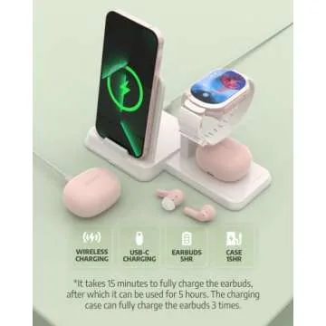 AIHOOR A4ANC Wireless Earbuds Hybrid Active Noise Cancelling with 6 Mics (ENC) Enhanced Calls, Deep Bass Bluetooth 5.1 with Wireless Charging, 30H Playtime IPX5 Headphones for Music Sport (Pink)