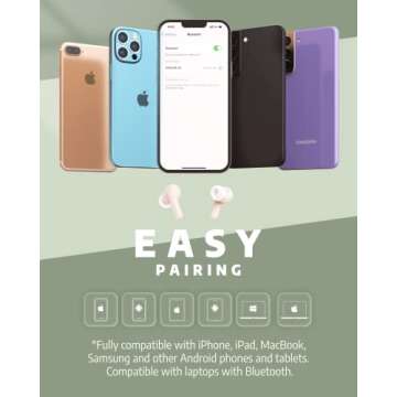 AIHOOR A4ANC Wireless Earbuds Hybrid Active Noise Cancelling with 6 Mics (ENC) Enhanced Calls, Deep Bass Bluetooth 5.1 with Wireless Charging, 30H Playtime IPX5 Headphones for Music Sport (Pink)