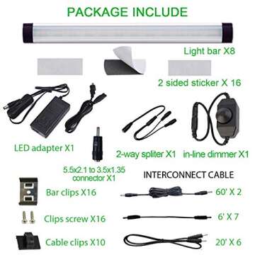 AIBOO LED Under Cabinet lighting Kit, Plug in Strip Lights with Dimmer Switch for Kitchen Cabinet Co...