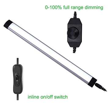AIBOO LED Under Cabinet lighting Kit, Plug in Strip Lights with Dimmer Switch for Kitchen Cabinet Counter, Closet, bedroom lighting.（24w-8 bars kit-6000K）